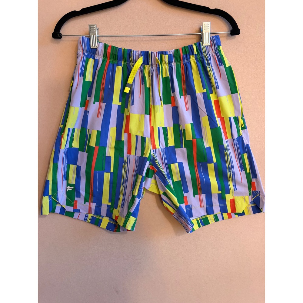 Fabletics Mens Abstract Geometric Print Lined Active Shorts Multicolor Small 7in